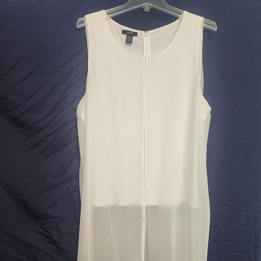 Alfani Women’s Blouse Top Size 16 XL White Sheer Overlay Layered Dressy Evening